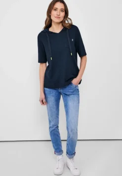 Cecil Shirts*Kapuzenshirt mit Struktur deep blue