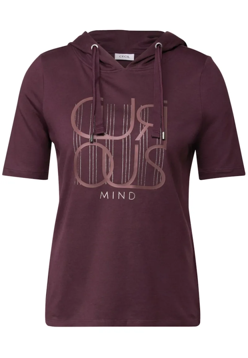 Cecil Shirts*Kapuzenshirt mit Wording mulberry red