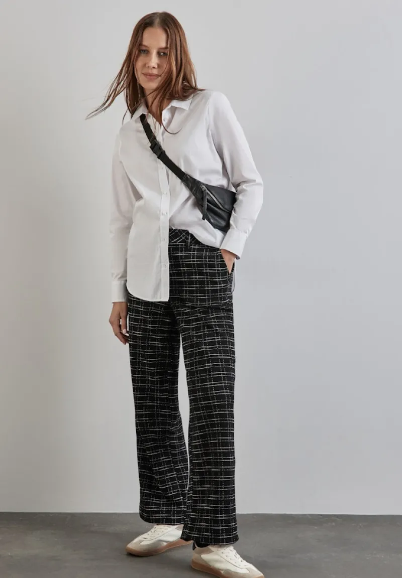 Street One Hosen*Karierte Bouclé Hose Black