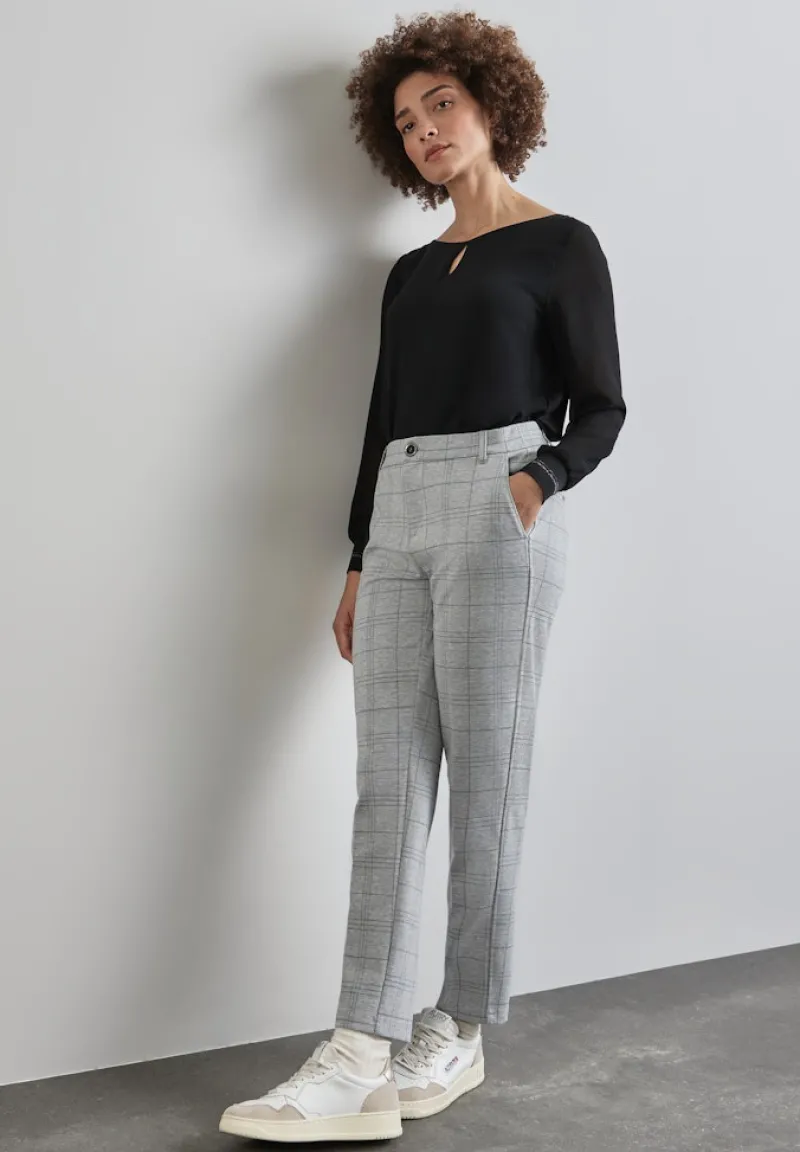 Street One Hosen*Karierte Chino heather grey mel.