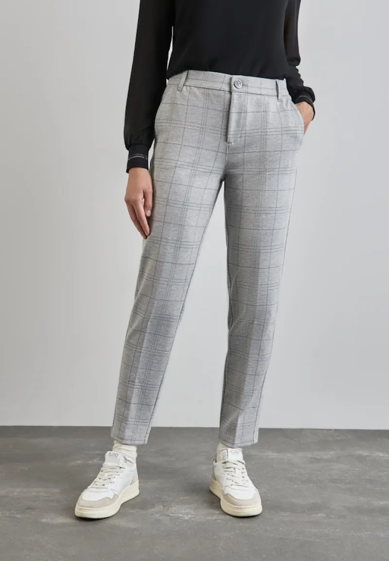 Street One Hosen*Karierte Chino heather grey mel.