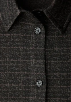 Street One Blusen*Karierte Jacquard Hemdbluse Black