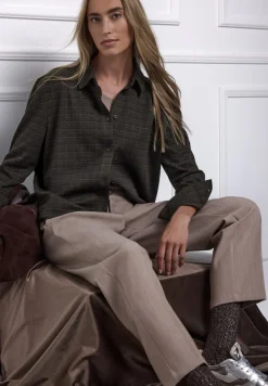 Street One Blusen*Karierte Jacquard Hemdbluse Black