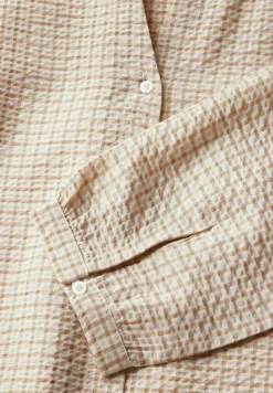 Street One Blusen*Karierte Seersucker Bluse safari beige