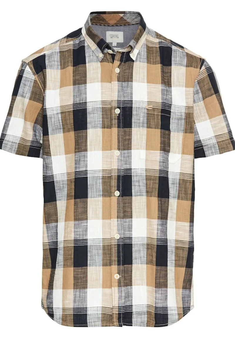 Camel Active Hemden|Big Boys*Kariertes Kurzarmhemd aus reiner Baumwolle wood