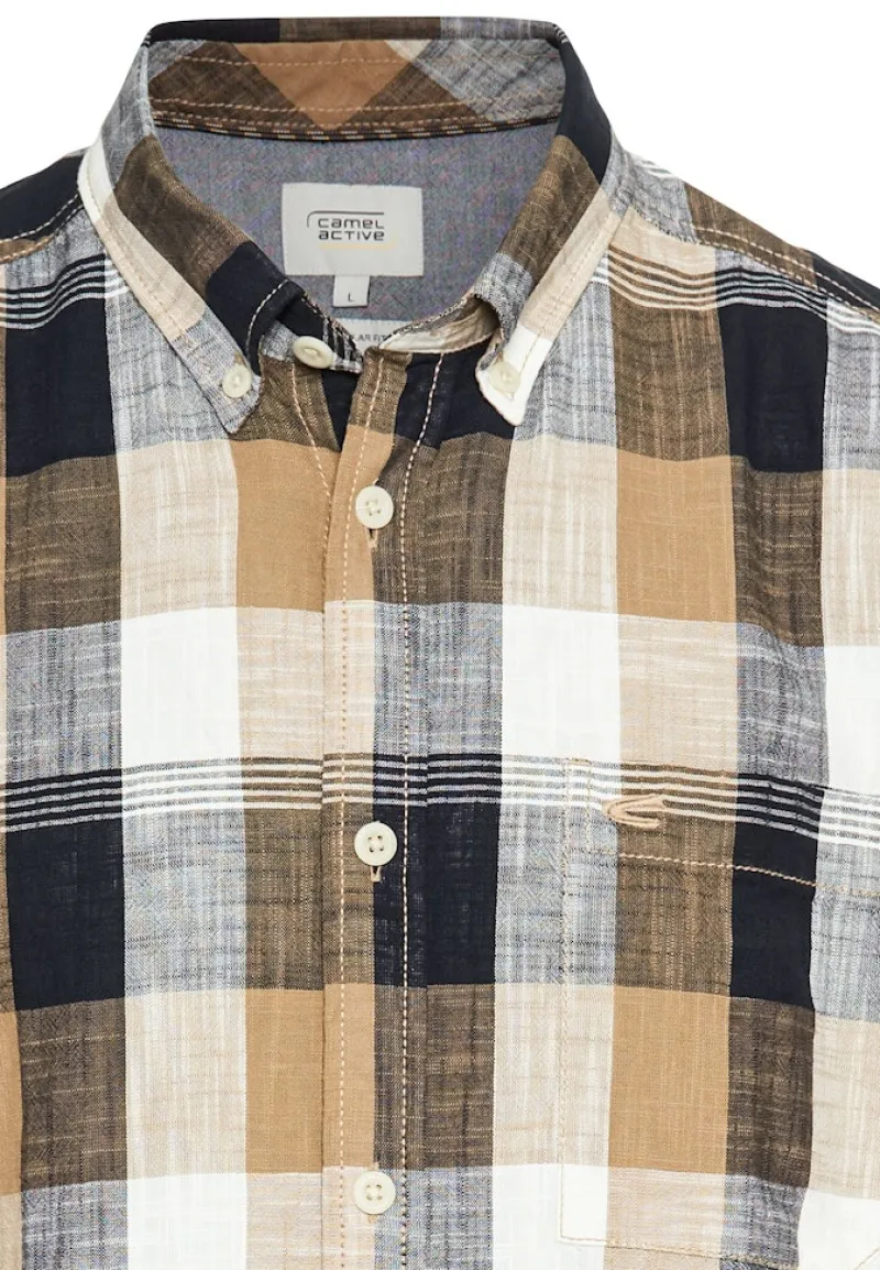 Camel Active Hemden|Big Boys*Kariertes Kurzarmhemd aus reiner Baumwolle wood