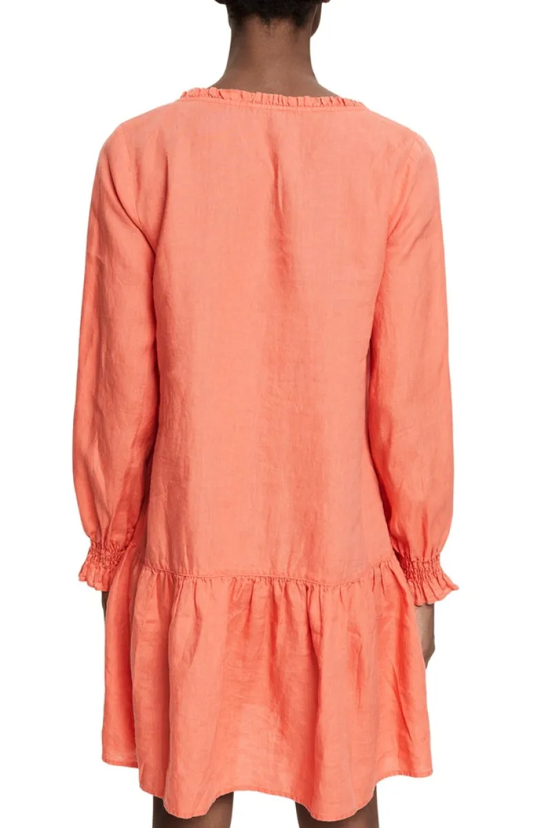 Esprit Kleider*Kleid aus 100% Leinen coral orange