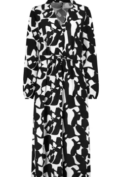 Eight 2 Nine Kleider*Kleid mit Bindegürtel graphics: black-offwhite