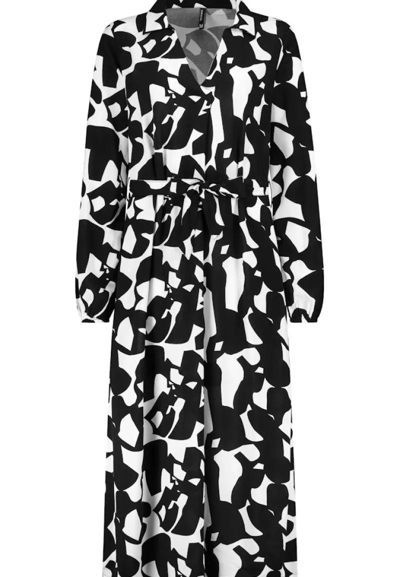 Eight 2 Nine Kleider*Kleid mit Bindegürtel graphics: black-offwhite