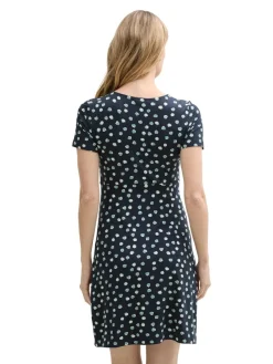 Tom Tailor Kleider*Kleid mit Raffungen navy green dots
