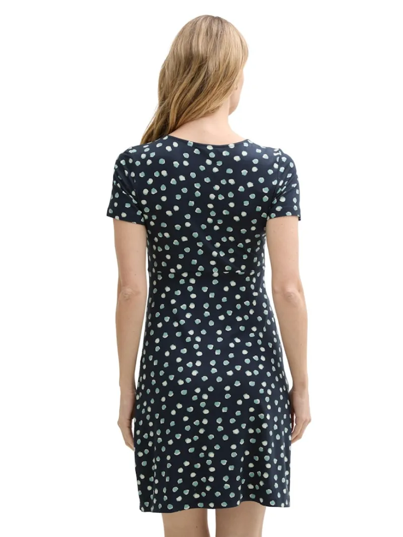 Tom Tailor Kleider*Kleid mit Raffungen navy green dots