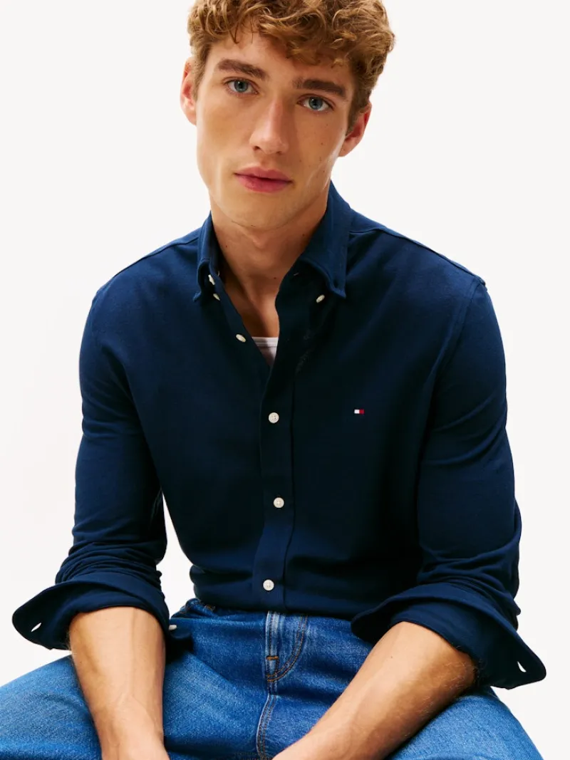 Tommy Hilfiger Pullover & Sweatshirts*KNIT PIQUE FEATHERWEIGHT SHIRT dark night navy