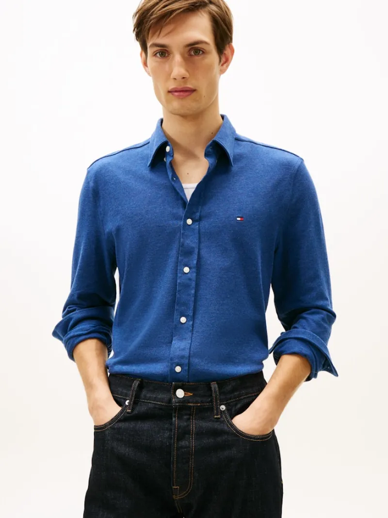 Tommy Hilfiger Pullover & Sweatshirts*KNIT PIQUE FEATHERWEIGHT SHIRT indigo heather