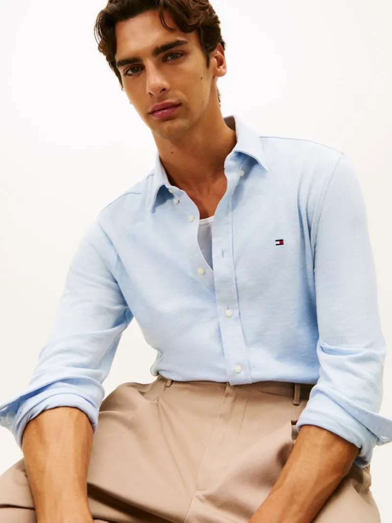 Tommy Hilfiger Pullover & Sweatshirts*KNIT PIQUE FEATHERWEIGHT SHIRT light blue heather