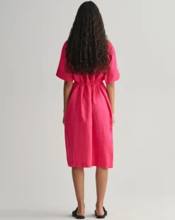 Gant Kleider*Kurzarm Hemdblusenkleid aus Leinen magenta pink