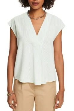 Esprit Blusen*Kurzarm-Bluse Crinkle-Effekt light green