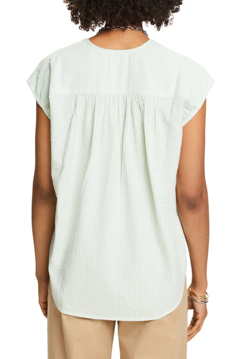 Esprit Blusen*Kurzarm-Bluse Crinkle-Effekt light green