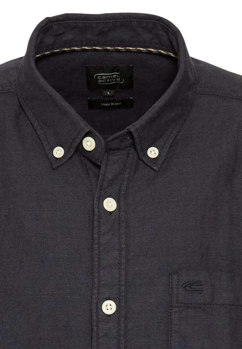 Camel Active Hemden|Big Boys*Kurzarmhemd aus einem Baumwoll-Leinenmix Dark Navy