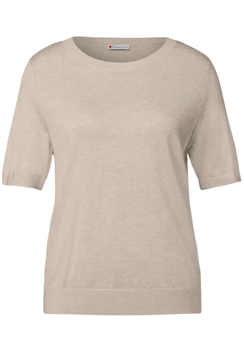 Street One Pullover & Sweatshirts*Kurzarmpullover sheer beige mel.