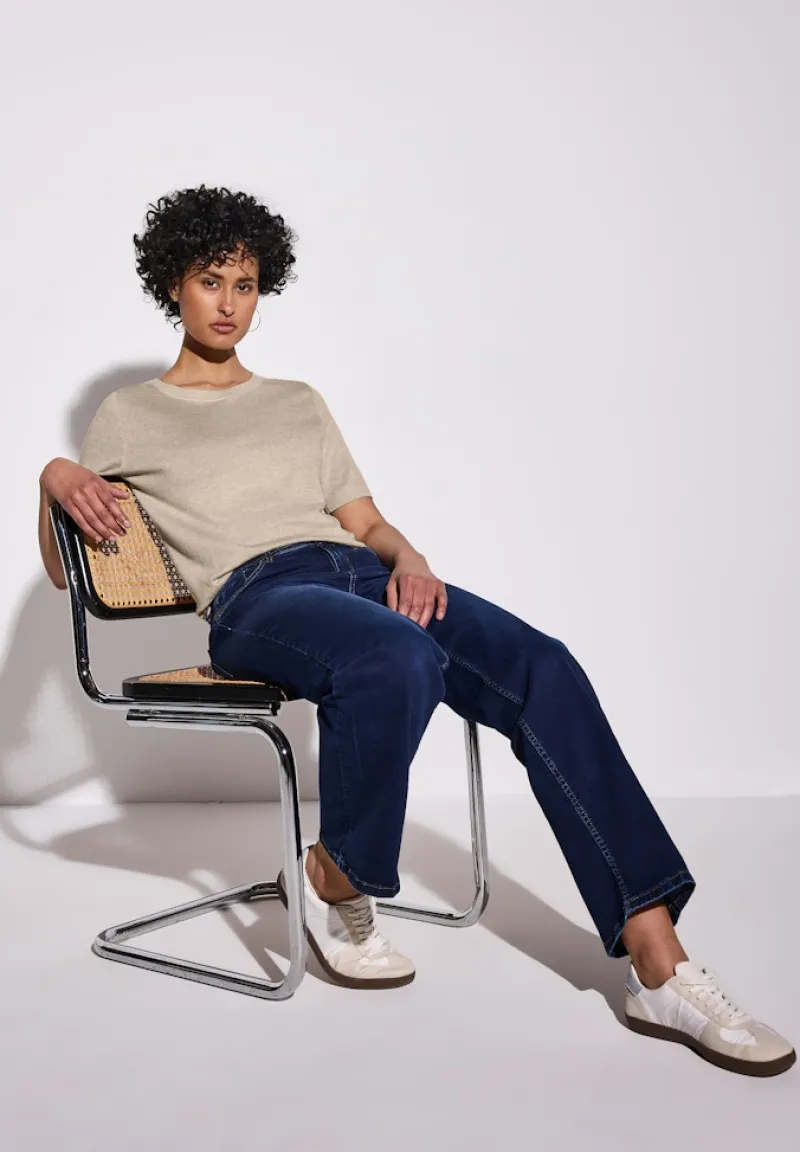 Street One Pullover & Sweatshirts*Kurzarmpullover sheer beige mel.