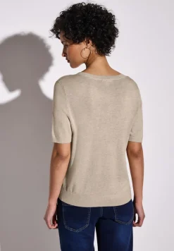 Street One Pullover & Sweatshirts*Kurzarmpullover sheer beige mel.