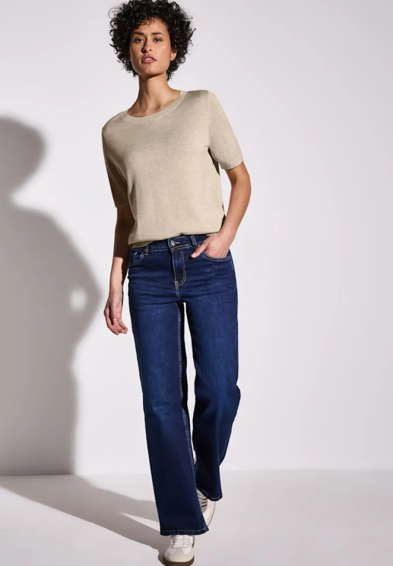 Street One Pullover & Sweatshirts*Kurzarmpullover sheer beige mel.