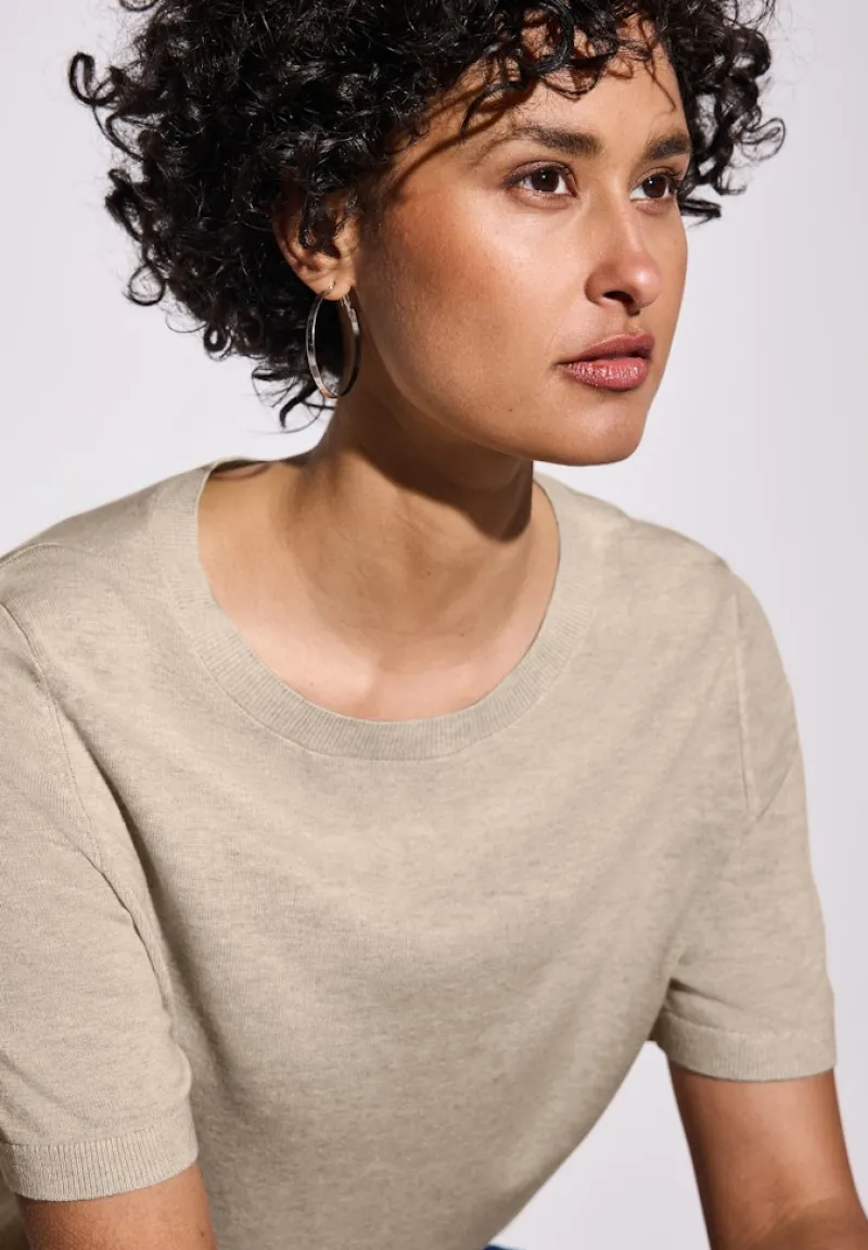 Street One Pullover & Sweatshirts*Kurzarmpullover sheer beige mel.