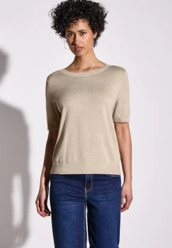Street One Pullover & Sweatshirts*Kurzarmpullover sheer beige mel.