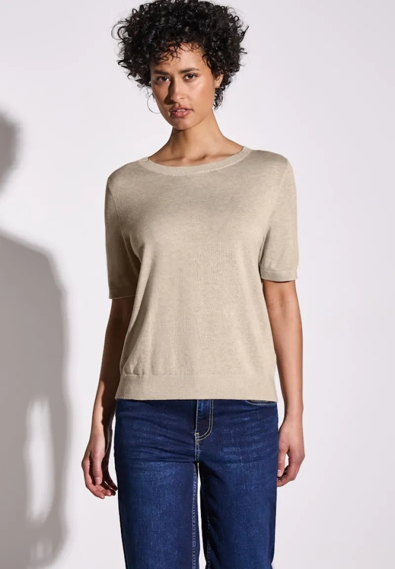 Street One Pullover & Sweatshirts*Kurzarmpullover sheer beige mel.