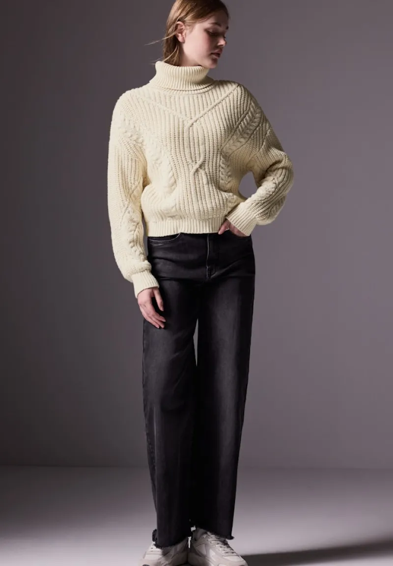 STREET ONE STUDIO Pullover & Sweatshirts*Kurzer Strukturpullover soft beige