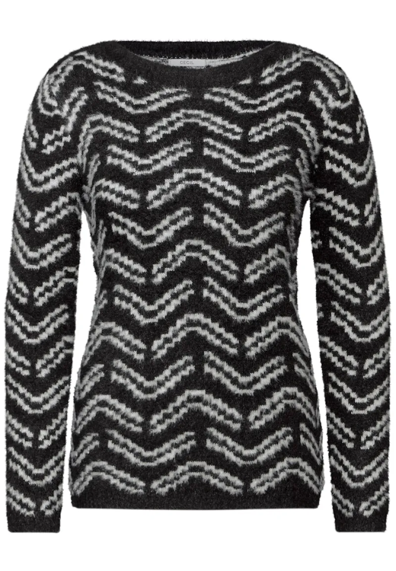 Cecil Pullover & Sweatshirts*Kuscheliger Jaquard Pullover Black