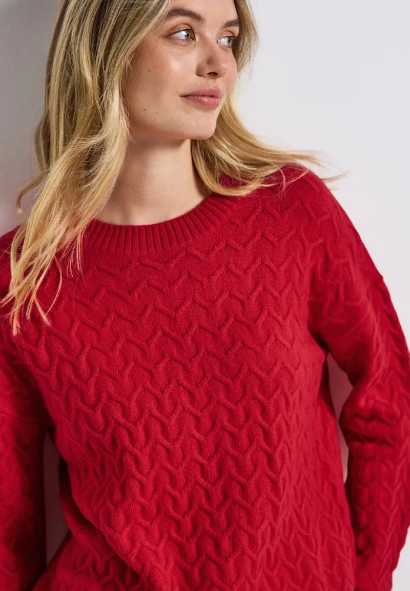 Street One Pullover & Sweatshirts*Kuscheliger Strukturpullover Racing Red