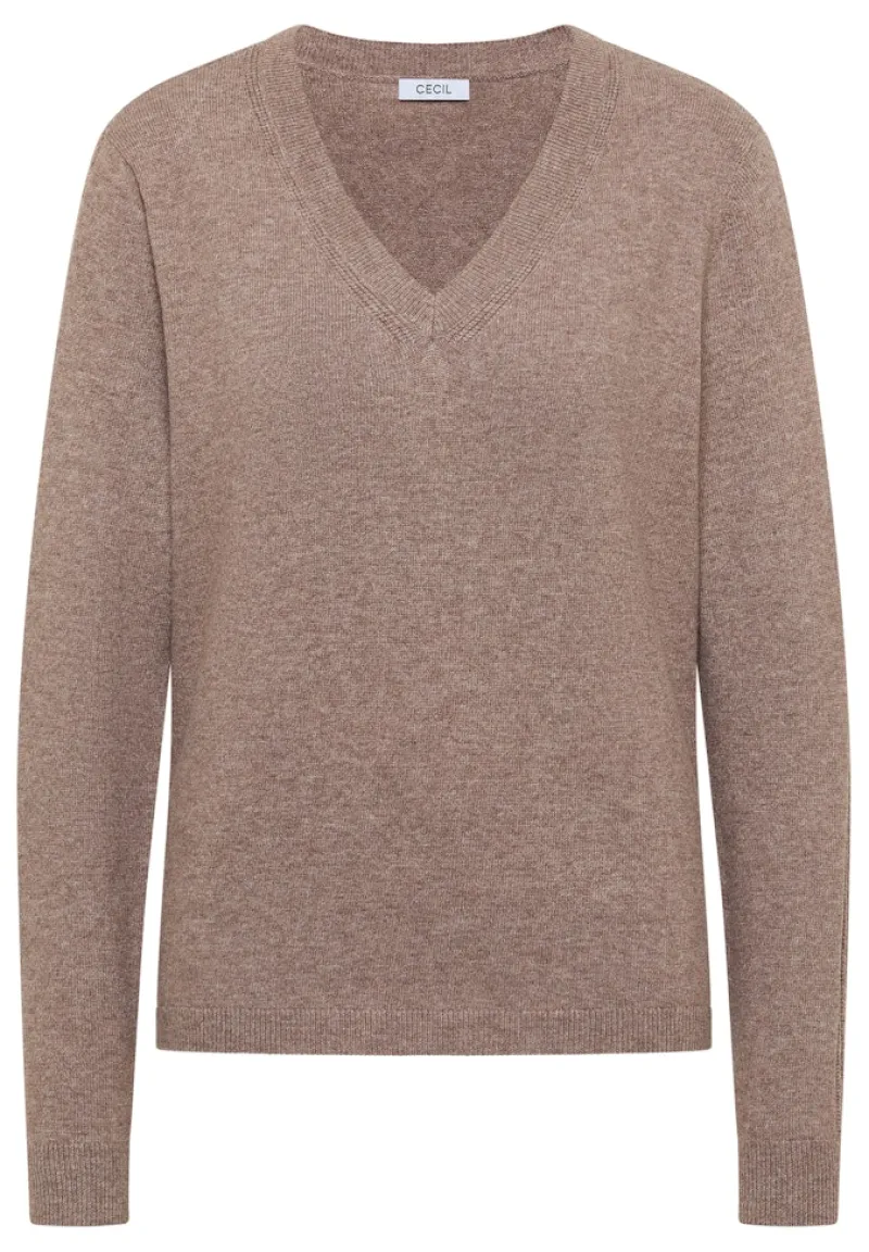 Cecil Pullover & Sweatshirts*Kuscheliger V-Neck Pullover chocolate mousse melange