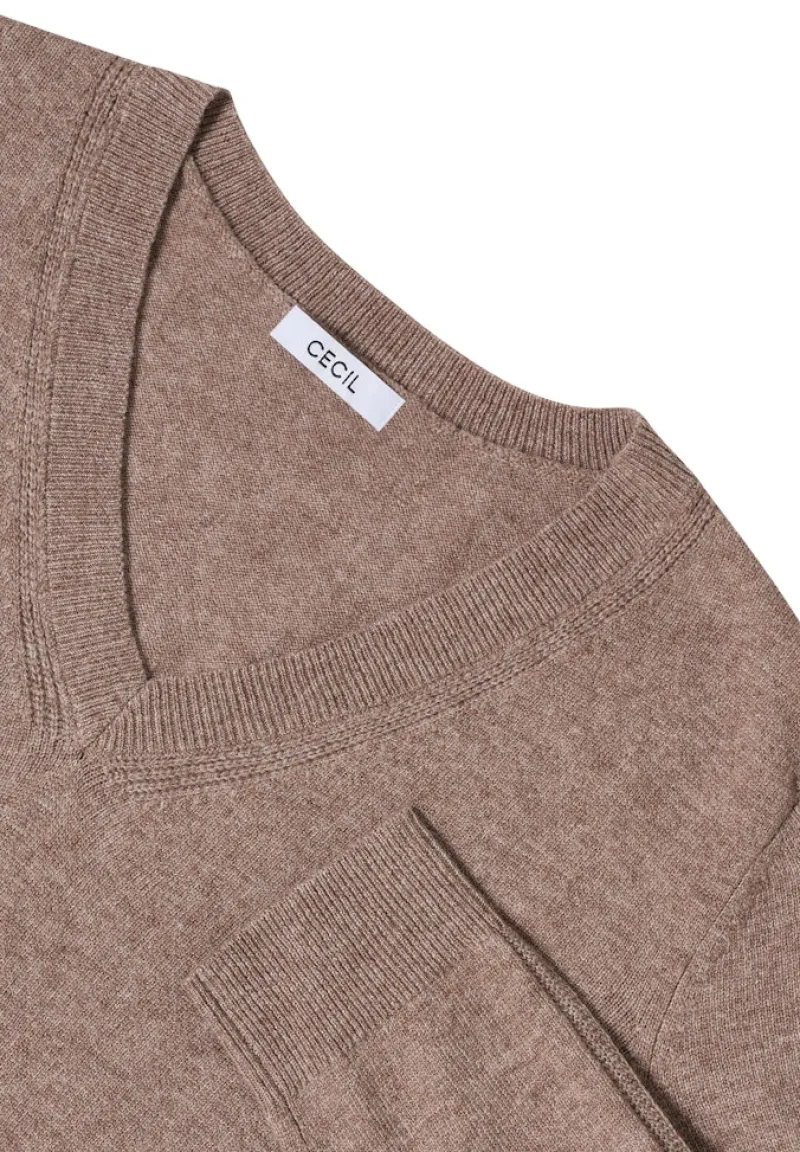 Cecil Pullover & Sweatshirts*Kuscheliger V-Neck Pullover chocolate mousse melange