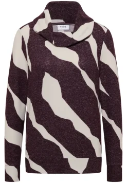Cecil Shirts*Kuscheliges Shirt mit Muster eggplant red melange