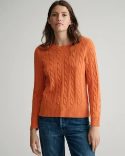 Gant Pullover & Sweatshirts*Lambswool Rundhalspullover mit Zopfmuster golden orange