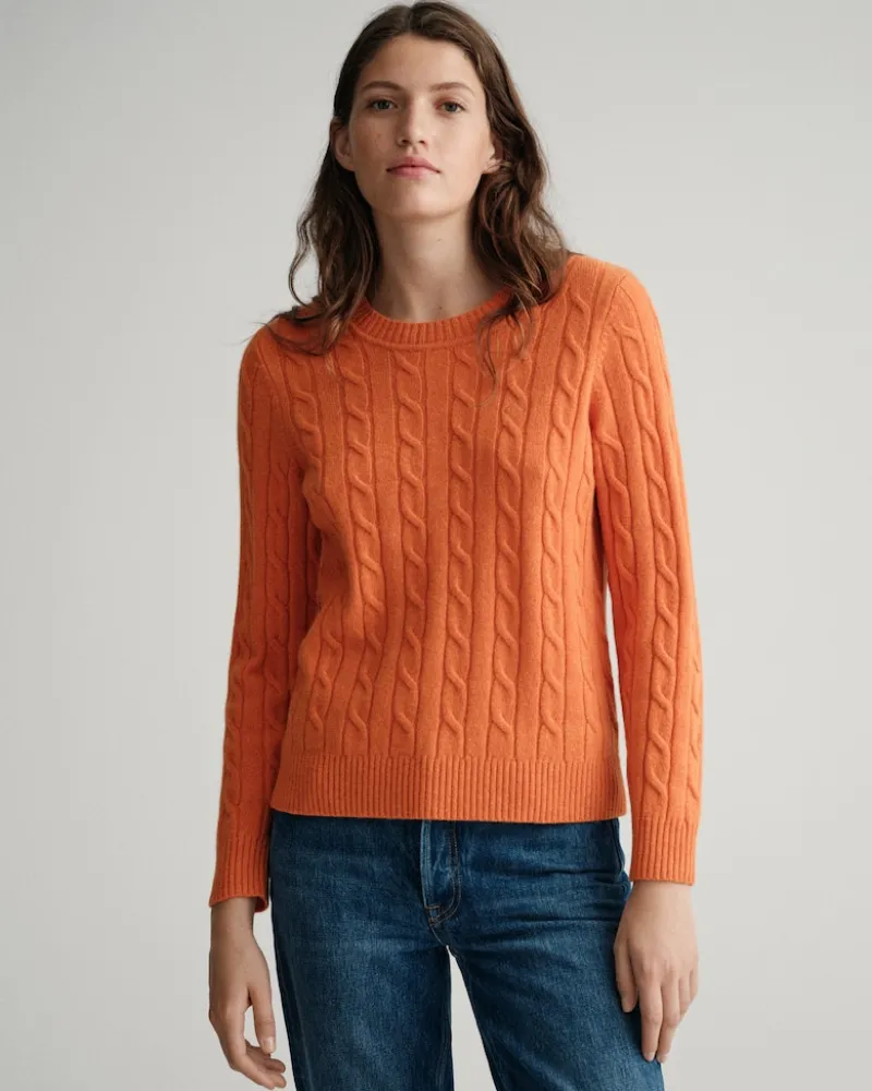 Gant Pullover & Sweatshirts*Lambswool Rundhalspullover mit Zopfmuster golden orange