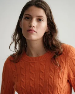 Gant Pullover & Sweatshirts*Lambswool Rundhalspullover mit Zopfmuster golden orange