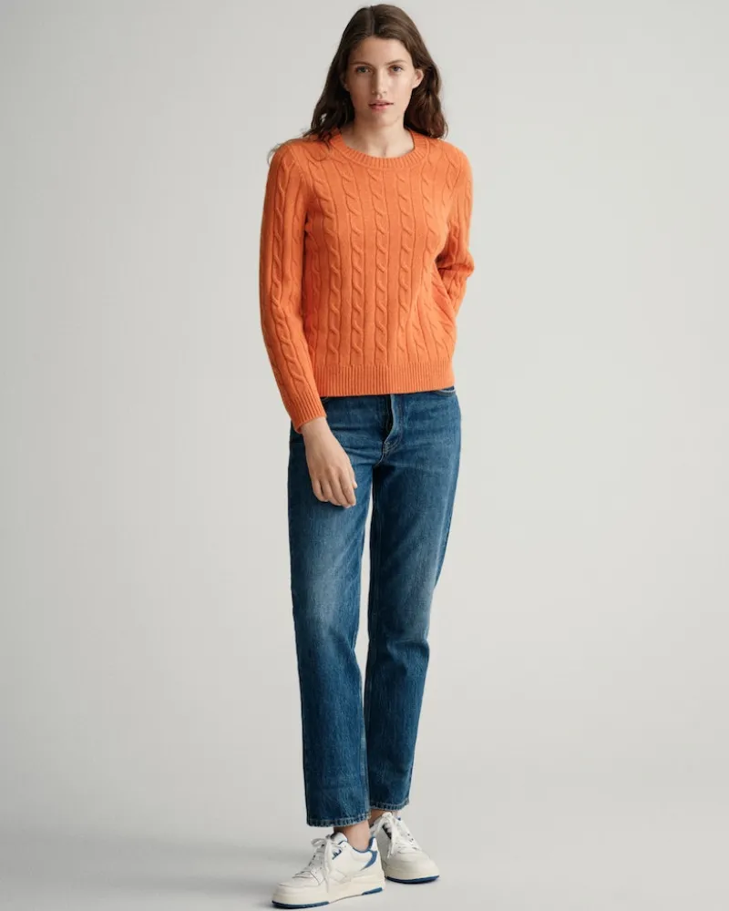 Gant Pullover & Sweatshirts*Lambswool Rundhalspullover mit Zopfmuster golden orange