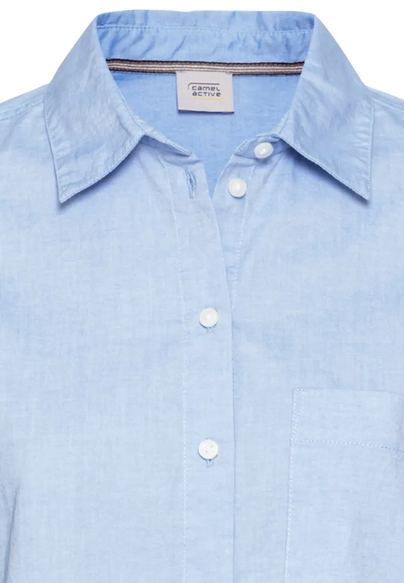 Camel Active Blusen*Langarm Bluse aus reiner Baumwolle Light Blue