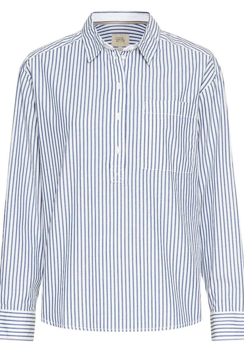 Camel Active Blusen*Langarmbluse mit Knopfleiste stripes