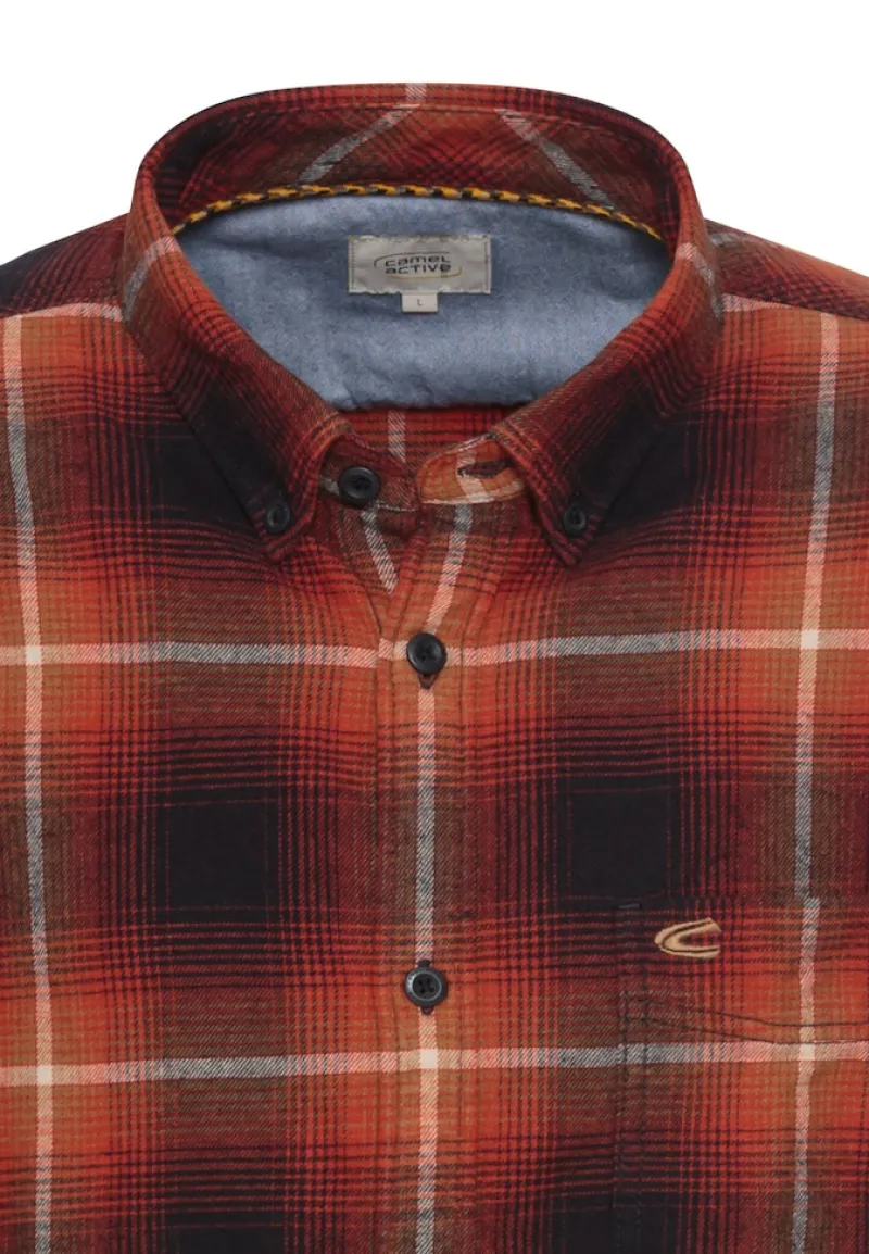 Camel Active Hemden|Big Boys*Langarmhemd mit Karomuster brick red