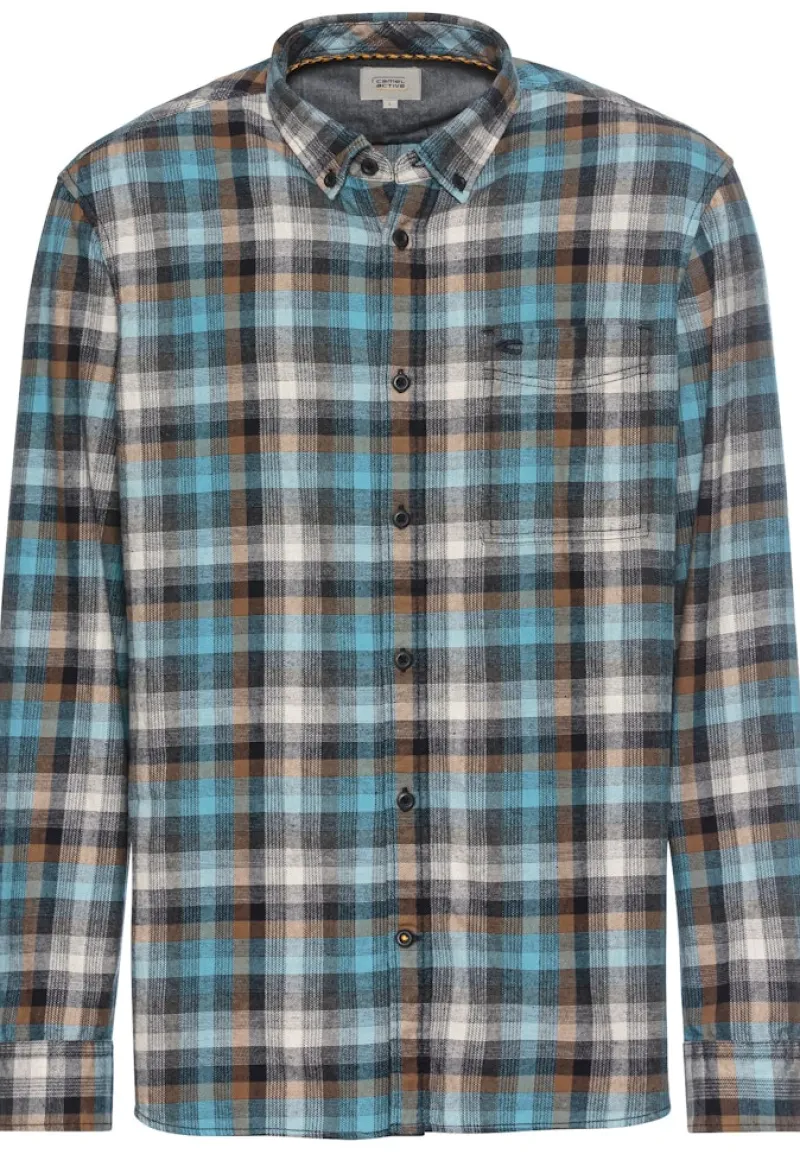 Camel Active Hemden|Big Boys*Langarmhemd mit Karomuster steel blue