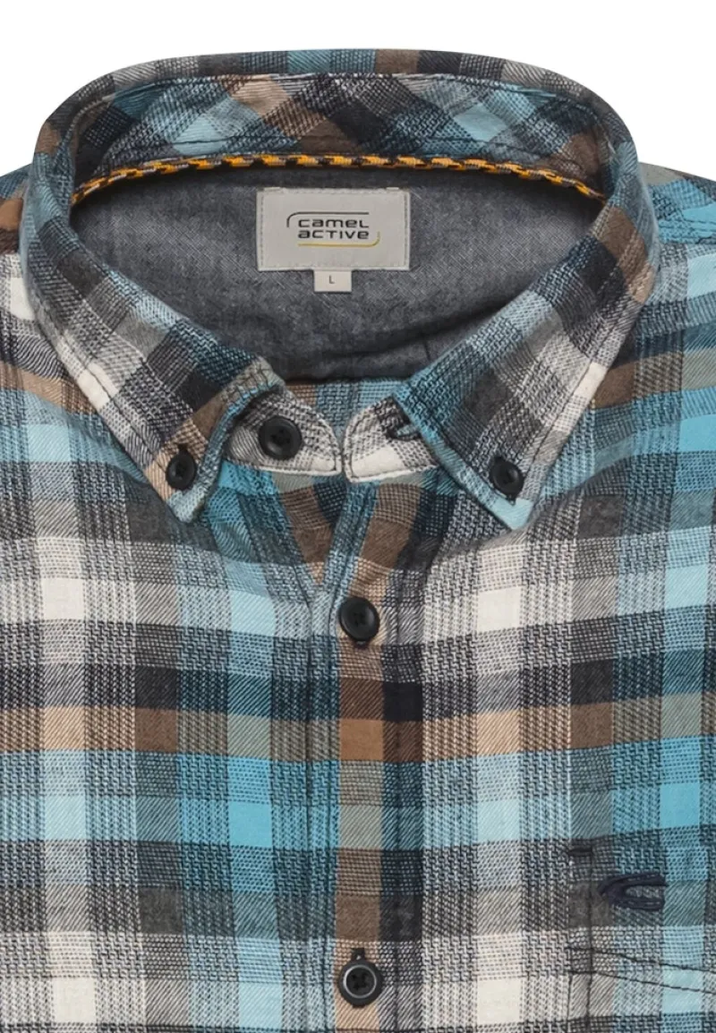 Camel Active Hemden|Big Boys*Langarmhemd mit Karomuster steel blue