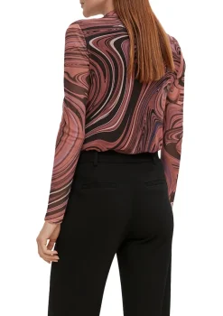 Comma Shirts*Langarmshirt aus Mesh olive