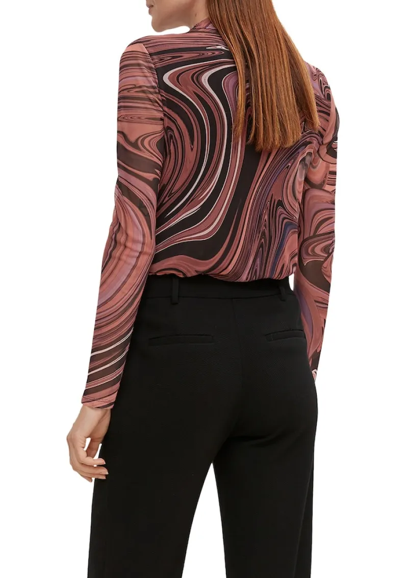 Comma Shirts*Langarmshirt aus Mesh olive