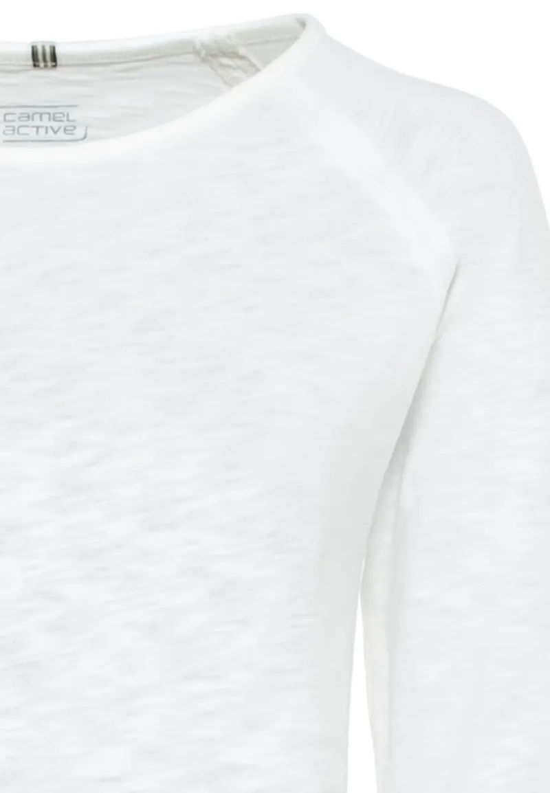 Camel Active Shirts*Langarmshirt aus reiner Baumwolle offwhite