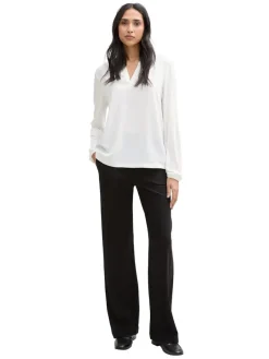 Tom Tailor Blusen*Langarmshirt im Material-Mix whisper white