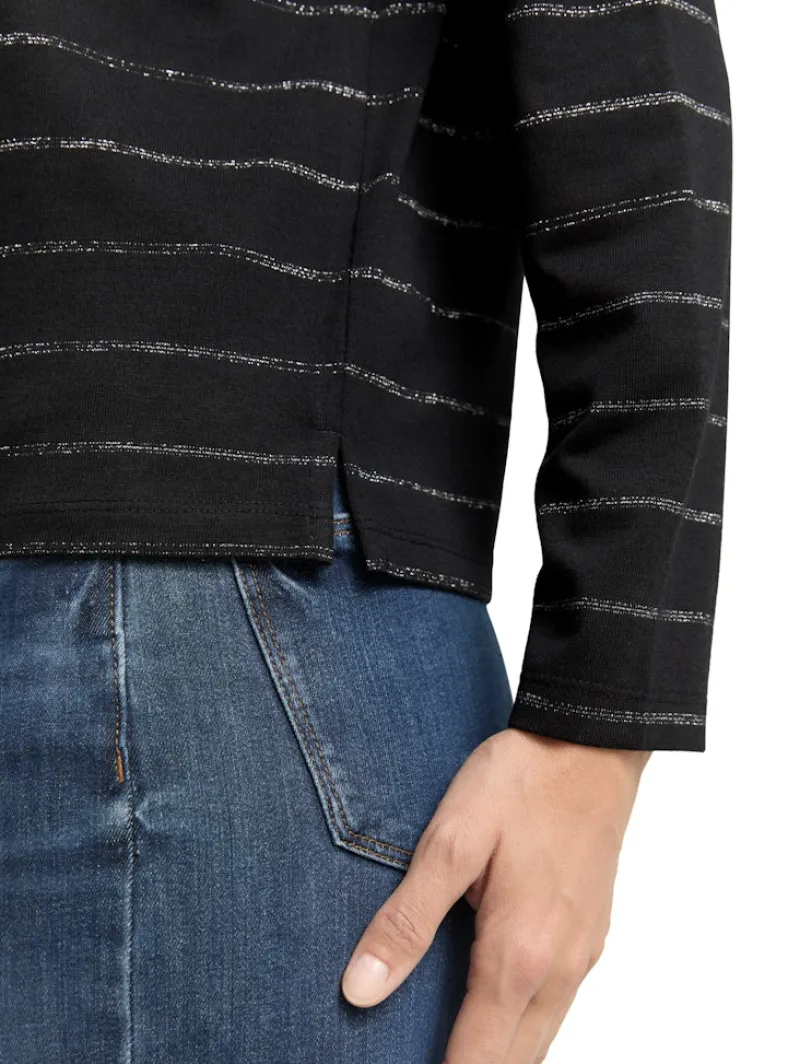 Tom Tailor Shirts*Langarmshirt mit Glitzer-Streifenmuster black stripe with lurex