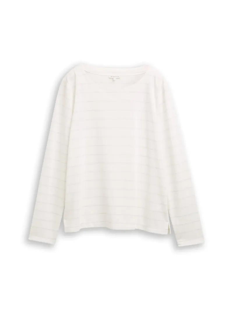 Tom Tailor Shirts*Langarmshirt mit Glitzer-Streifenmuster white stripe with lurex